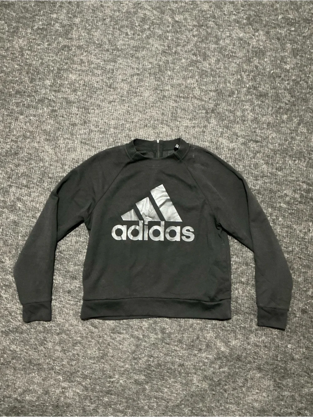 adidas Men’s Black Crewneck Sweatshirt with Silver Logo